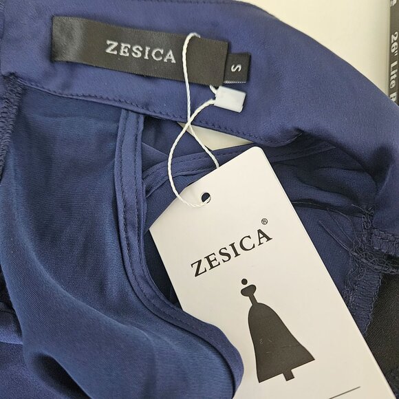Zesica Womens Satin Wrap Dress With Keyhole Back & Side Tie In Dark Blue Size S - Picture 11 of 13